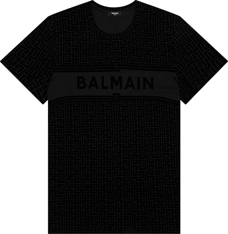 Balmain Eco Sustainable Monogram Flock T-Shirt 'Noir/Noir'