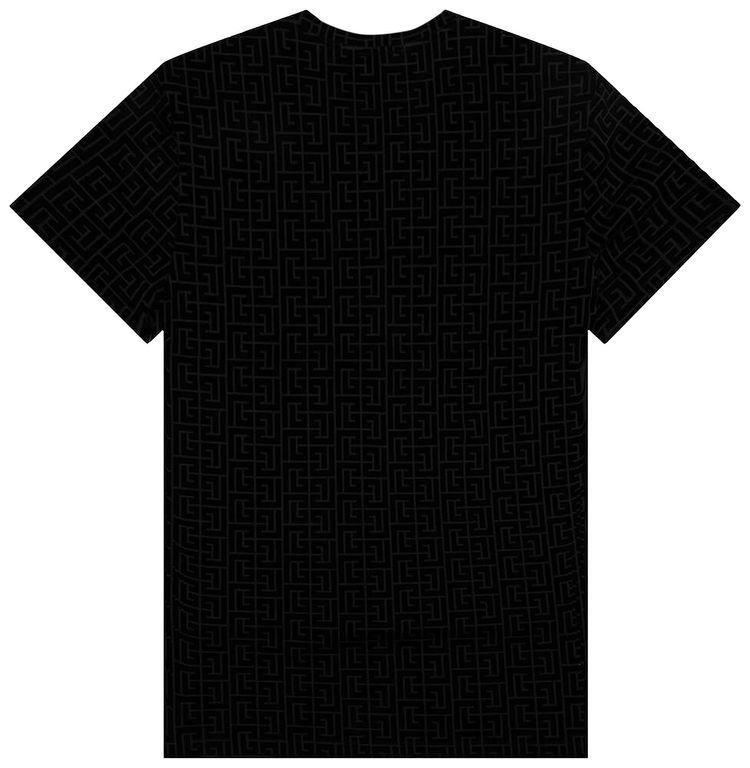 Balmain Eco Sustainable Monogram Flock T Shirt NoirNoir