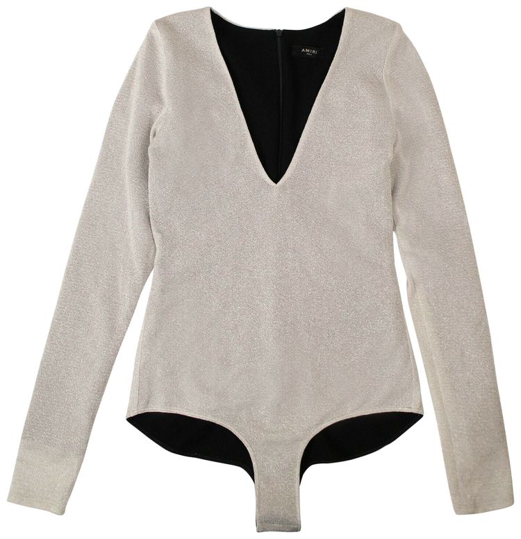 Amiri Deep V Neck Bodysuit Silver
