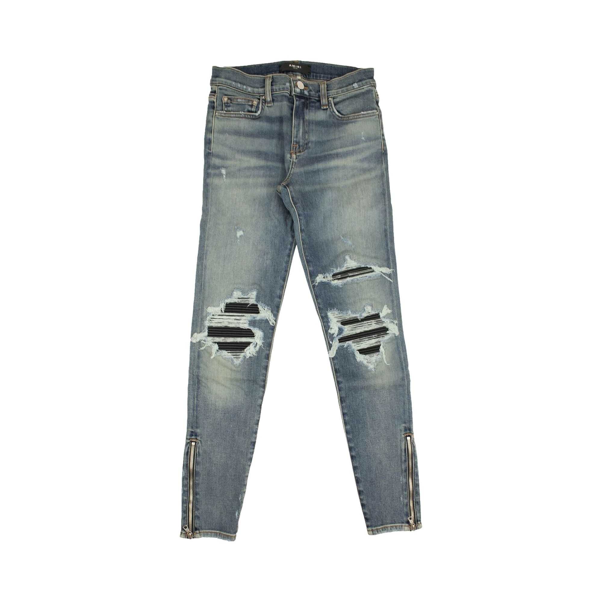 Buy Amiri MX1 Leather Patch Skinny Jeans 'Blue' - WBMX1