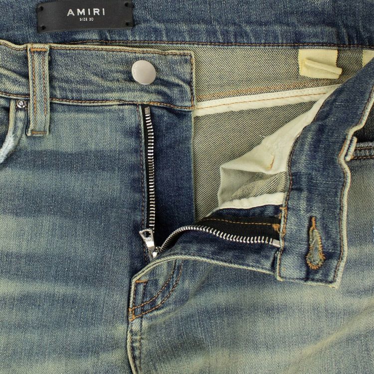 Amiri Leather Patch Jeans Blue