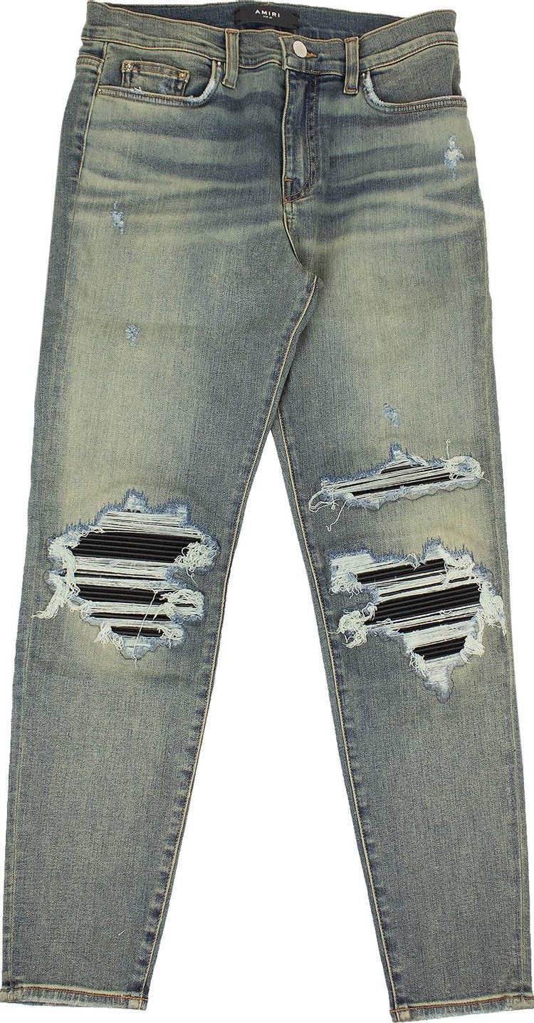 Buy Amiri Leather Patch Jeans 'Blue' - WBMX1 LTHIDC BLUE | GOAT