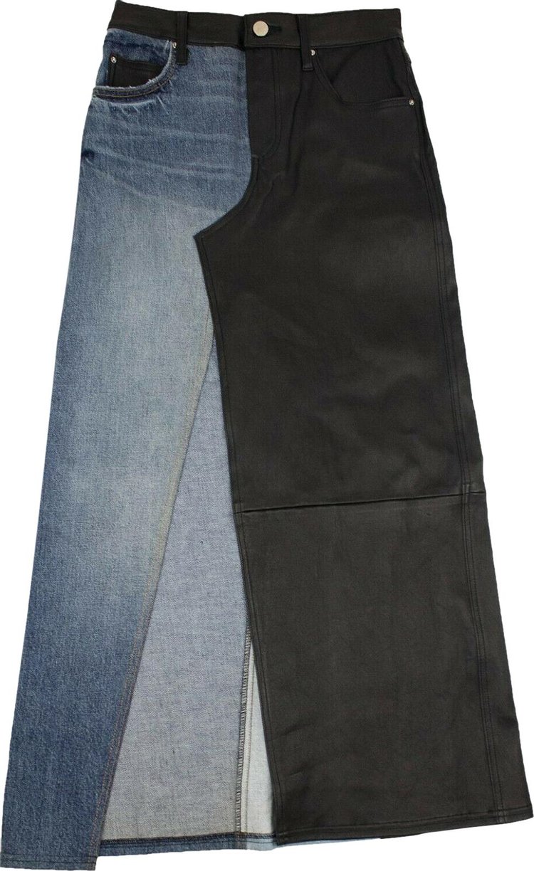 Amiri Denim Leather Long Skirt 'Blue'