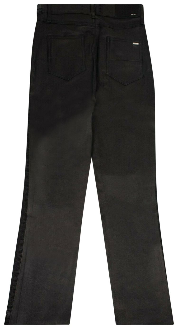 Amiri Leather Hybrid Cropped Jeans Black