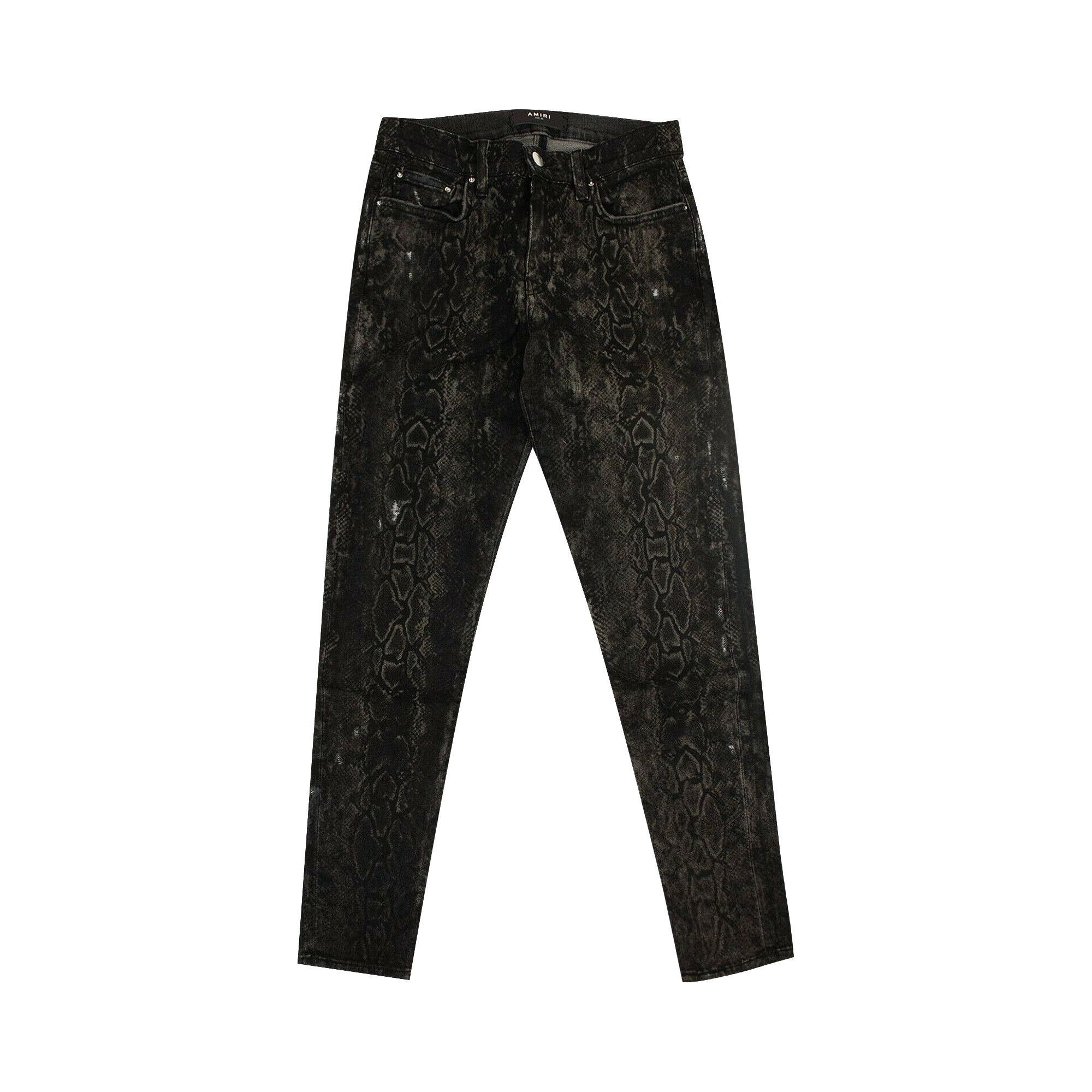Buy Amiri Snake Skinny Jeans Black Grey W9W01101LSRGB BLAC