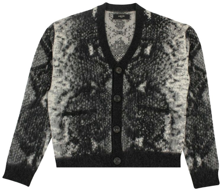 Amiri Snake Python Knitted Cardigan Grey