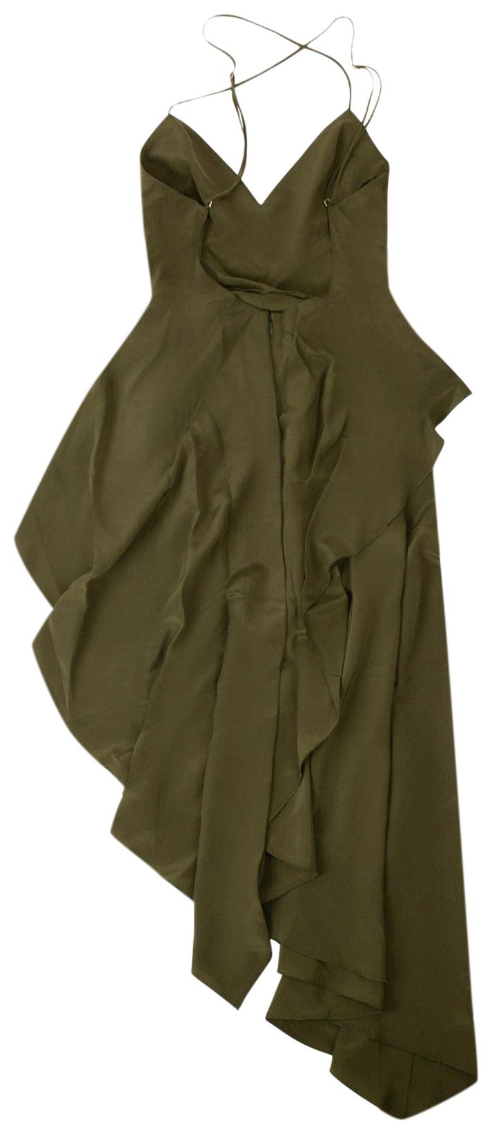 Amiri Silk Crepe De Chine Long Dress Green