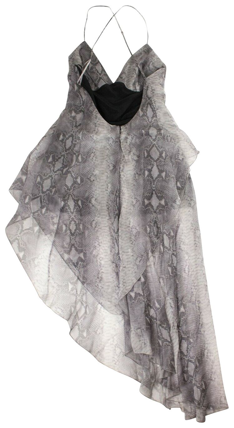 Amiri Silk Snake Print Long Dress Natural