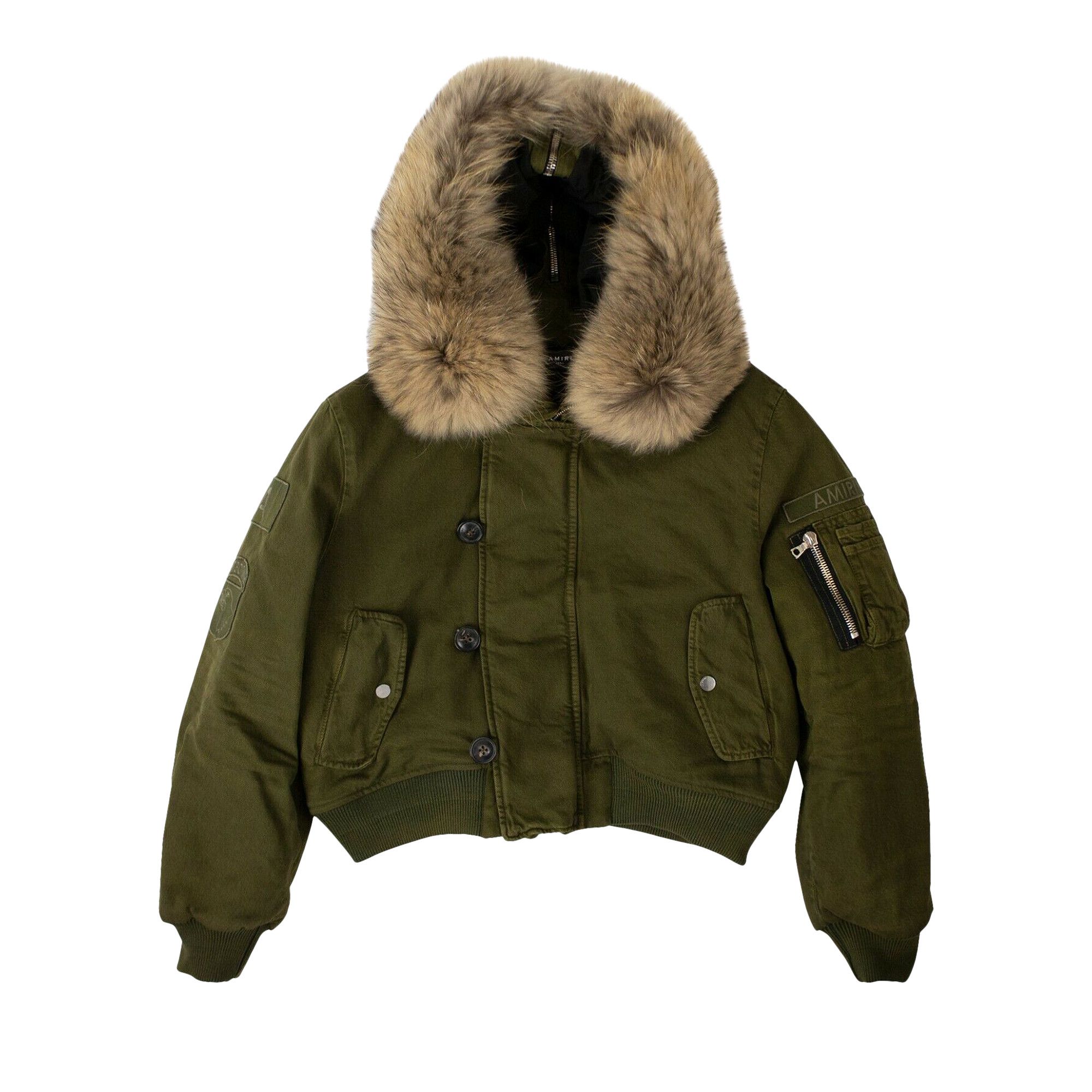 Buy Amiri Fur Hooded Bomber Jacket 'Green' - W9W04160DEMGN Buy Amiri Fur Hooded Bomber Jacket 'Green' - W9W04160DEMGN
