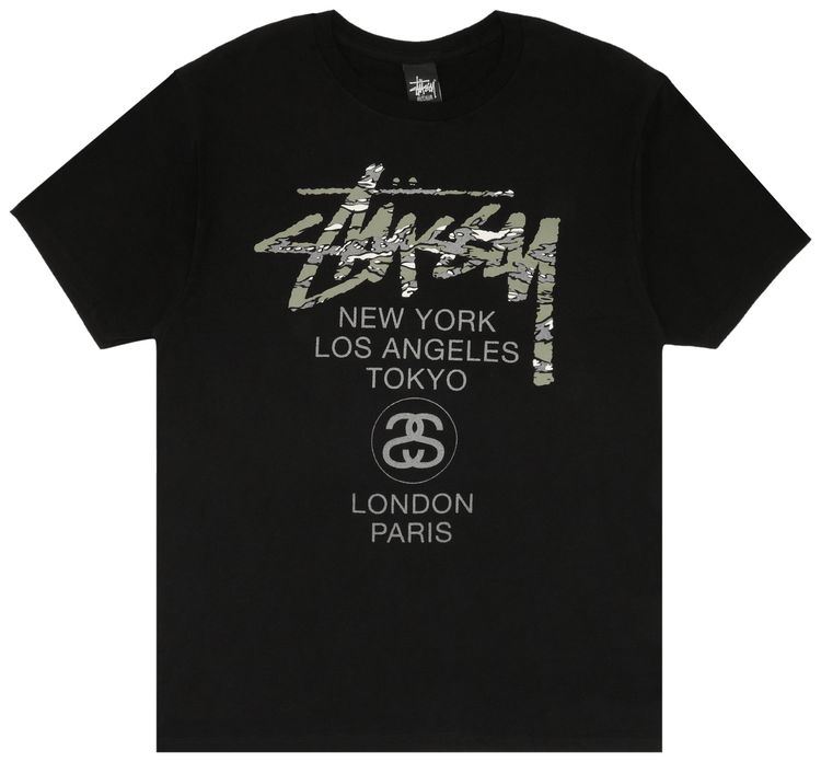 Stussy World Tour Camo Tee Black