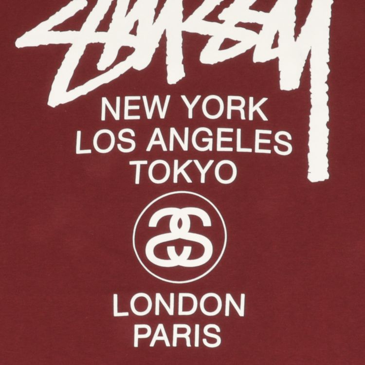 Stussy World Tour Tee Burgundy