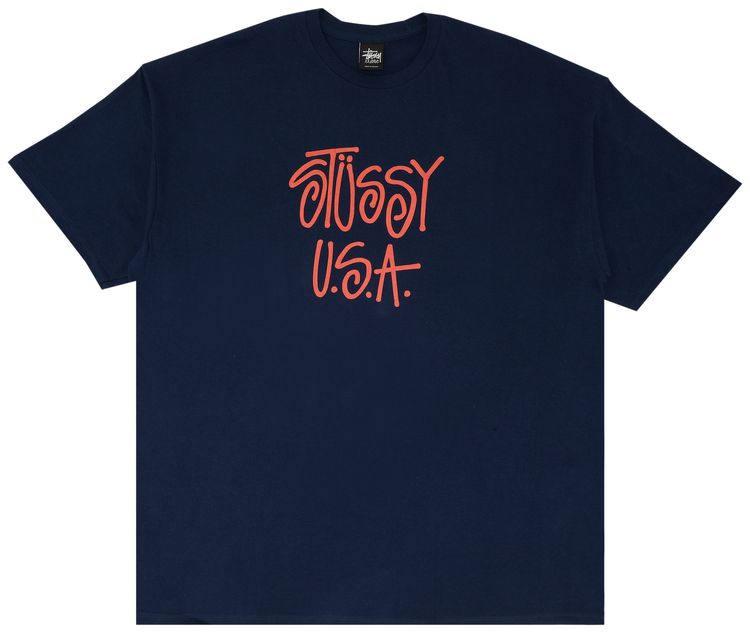 Stussy USA Tee NavyOrange