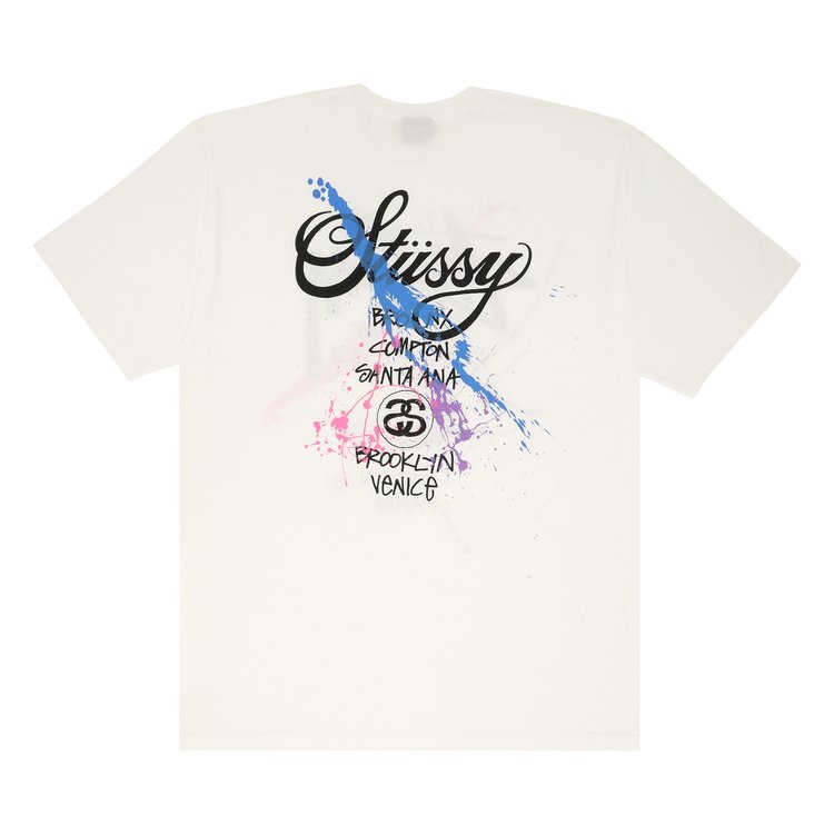 Stussy World Tour Paint Tee White