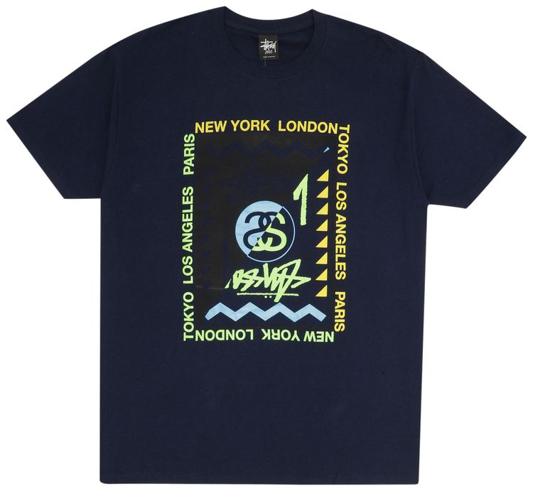 Stussy Zig Zag Frame Tee Navy