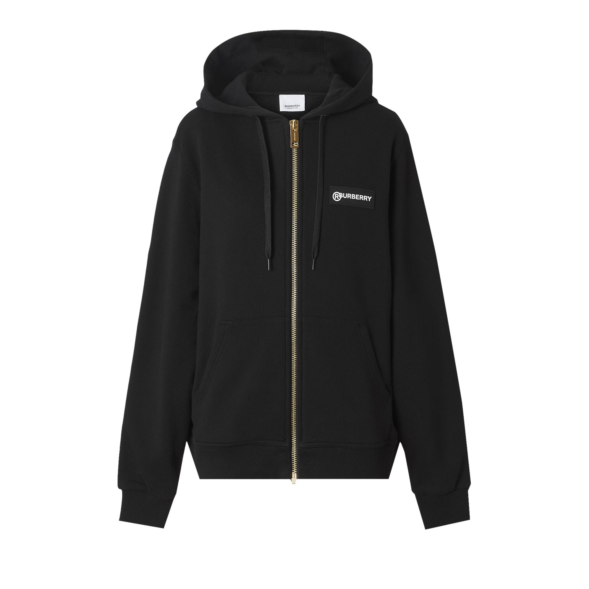 Buy Burberry Check Sleeve Zipped Hoodie 'Black' - 8024543 | GOAT