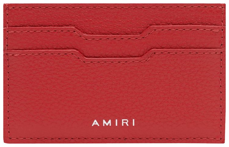 Amiri Iconic Embossed Leather Card Holder Red