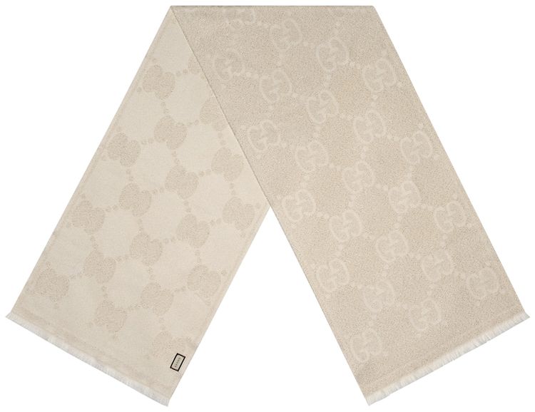 Gucci GG Wool Jacquard Scarf Ivory