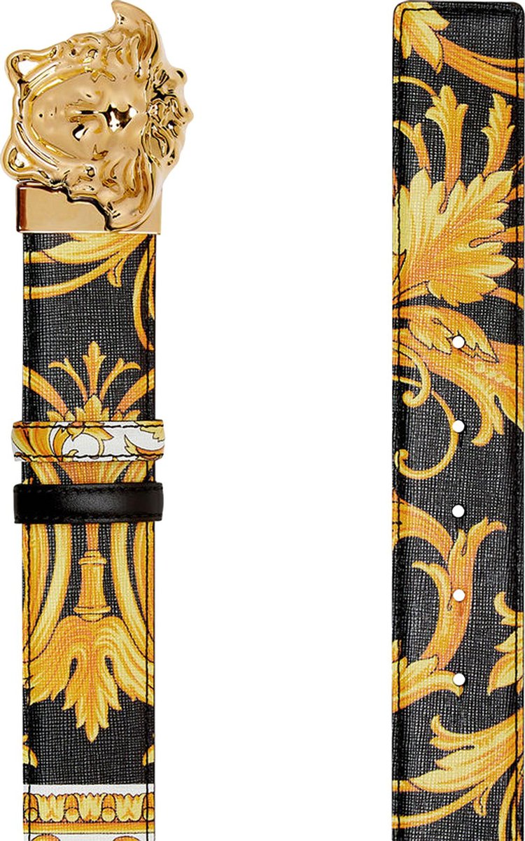 Versace La Medusa Le Pop Classique Print Belt Black Gold