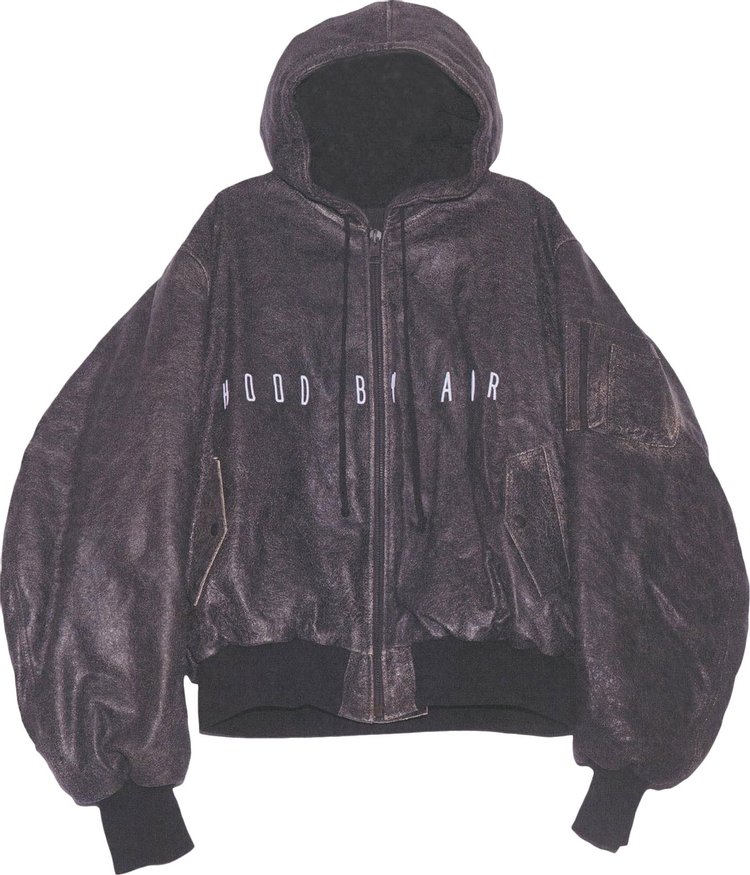 Hood By Air Leather Bomber 'Black'