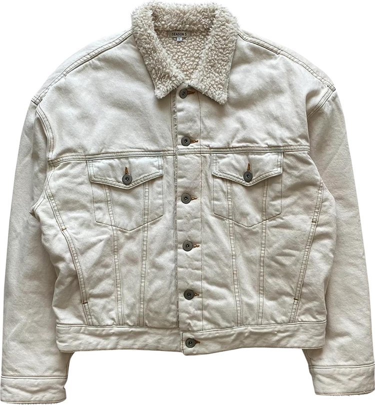 Buy Yeezy Season 5 Sherpa Denim Work Jacket 'Ivory' 0071 1FW170308S5SD IVOR | GOAT