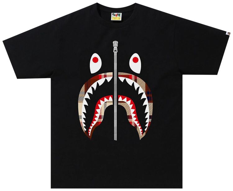 BAPE Check Shark Tee BlackRed