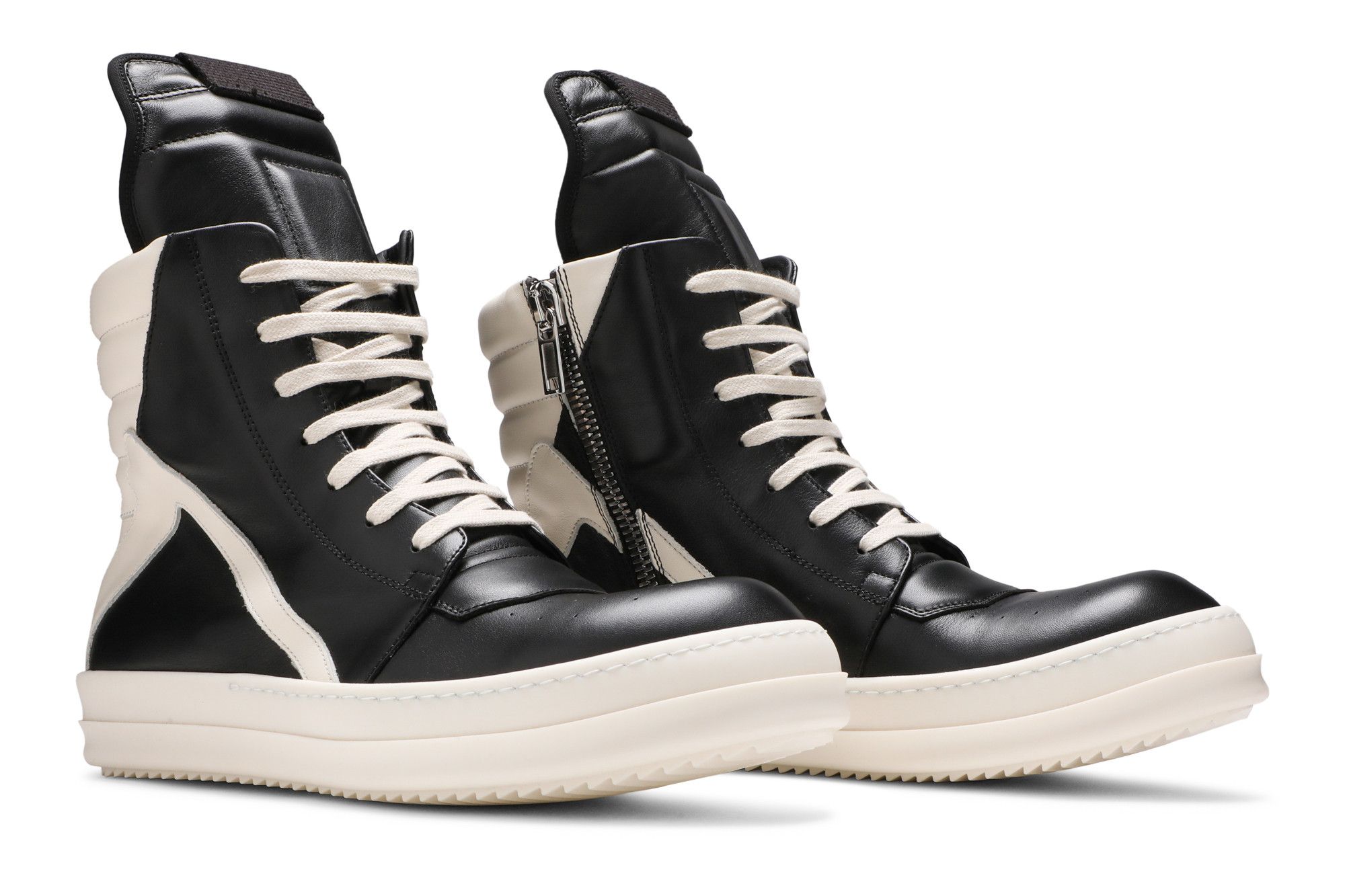 Achetez des Rick Owens Geobasket Black Milk RU02A5894 LPO 9111 GOAT FR