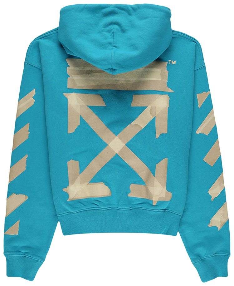 Off White Tape Arrows Ov Hoodie Petrol Blue