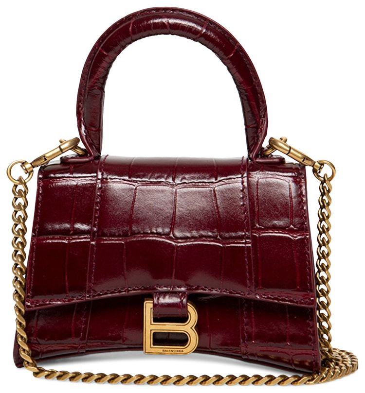 Balenciaga Hourglass XS Shoulder Bag Dark Red