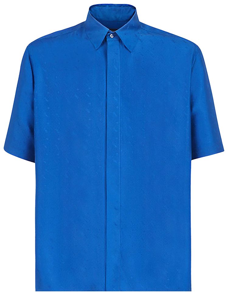 Fendi Silk Short Sleeve Shirt Zaffiro