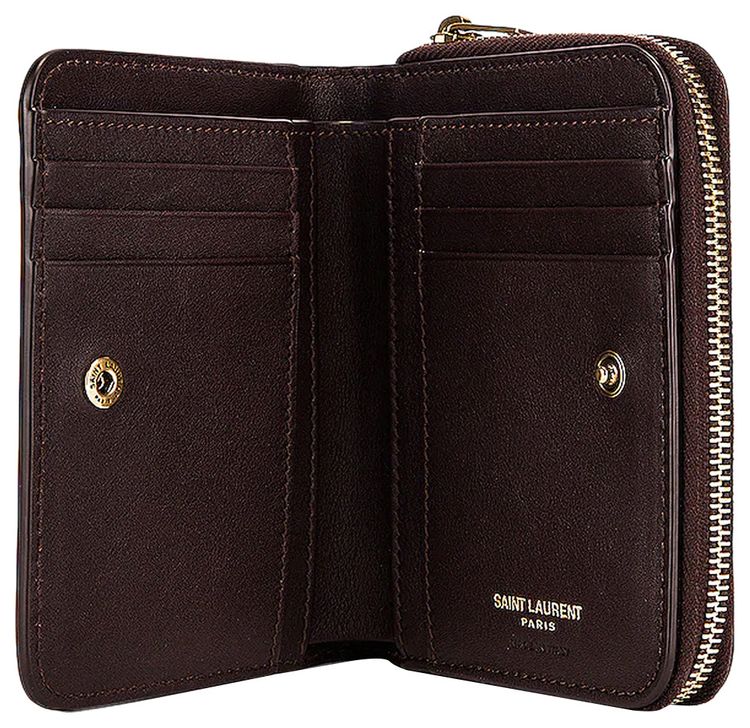 Saint Laurent Zip Wallet Vintage MahoganyUmbra
