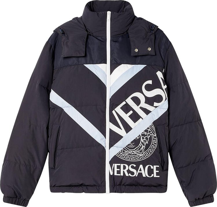 Buy Versace Logo Puffer Jacket 'Navy' - 1001034 1A00691 6U300 | GOAT
