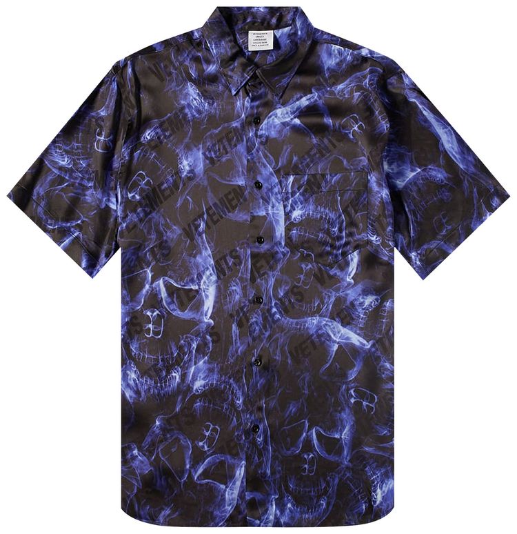 Vetements Short Sleeve Skulls Logo Print T Shirt Blue Skulls