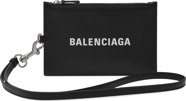Balenciaga Leather Phone Holder With Shoulder Strap 'Black'