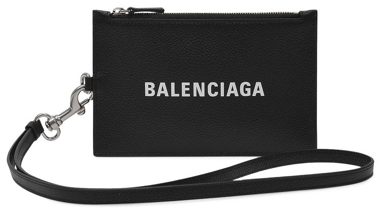 Balenciaga Leather Phone Holder With Shoulder Strap 'Black'