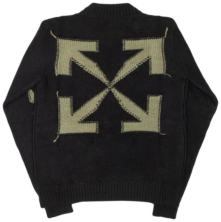 Off White Reverse Arrow Diag Knit Crewneck BlackGreen