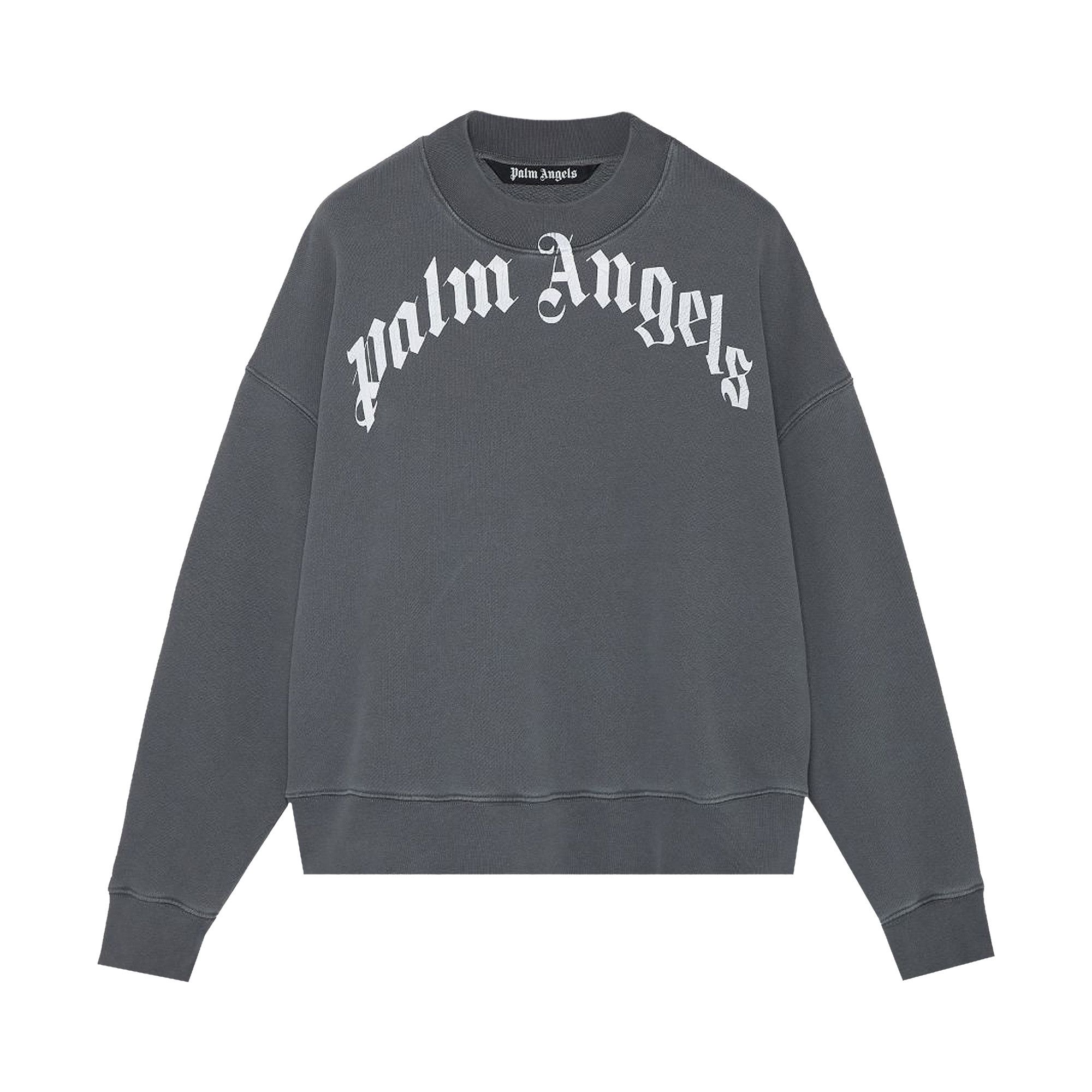 Buy Palm Angels GD Curved Logo Crew Black White