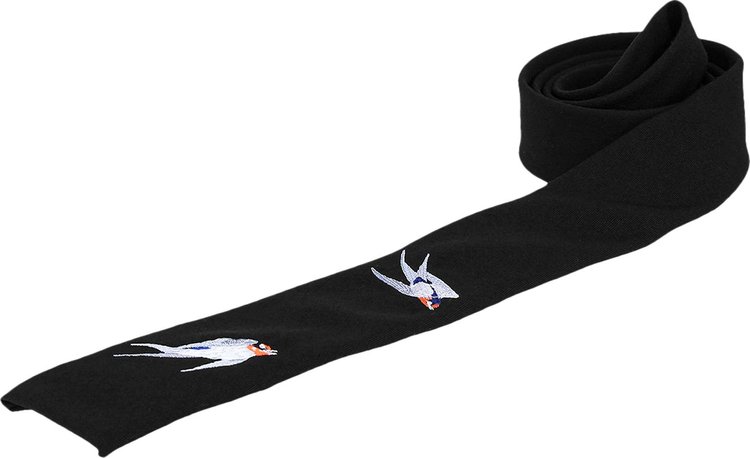 Yohji Yamamoto Pour Homme Swallow Print Tie 'Black'