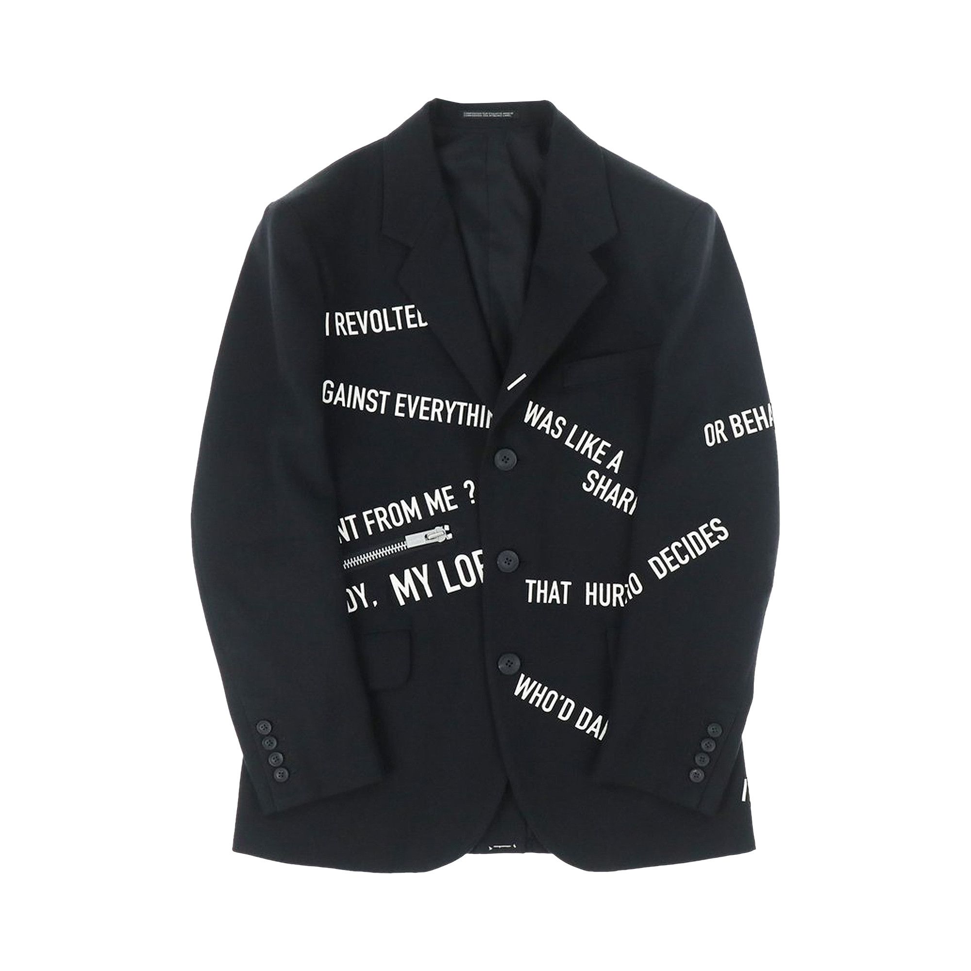 Buy Yohji Yamamoto Pour Homme Messagge Print Jacket 'Black' - HX