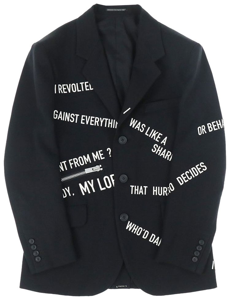 Yohji Yamamoto Pour Homme Messagge Print Jacket Black