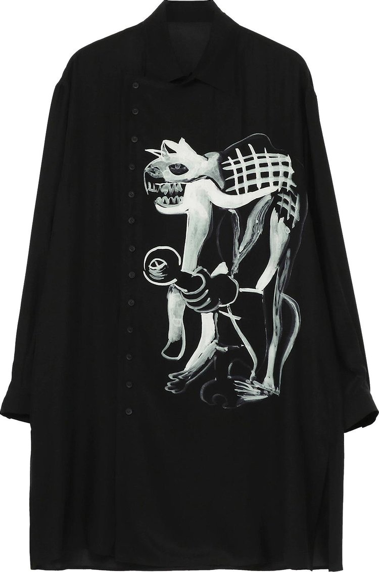 Yohji Yamamoto Pour Homme Akasura Sumie Print Shirt 'Black'