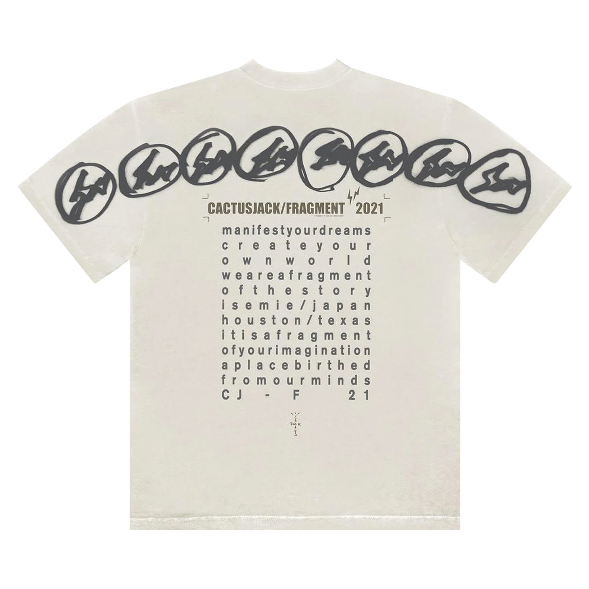 Size 103.5 Cactus Jack by Travis Scott For Fragment Manifest Tee 'White'