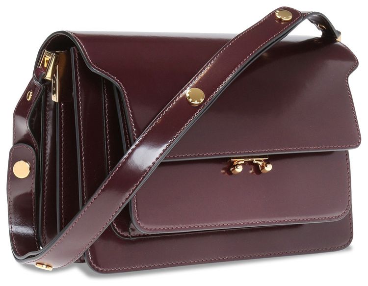Marni Medium Trunk Shoulder Bag Burgundy