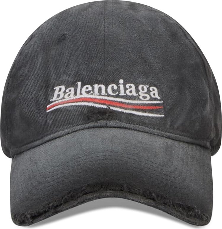 Balenciaga Political Destroyed Baseball Cap 'Black/White'