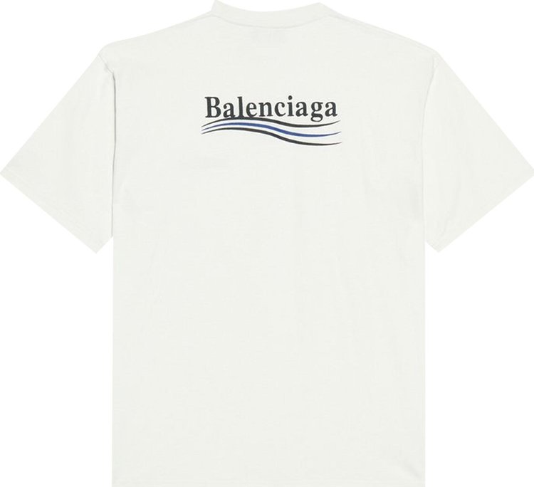 Balenciaga Political Campaign Large Fit T Shirt Dirty WhiteBlkBlue