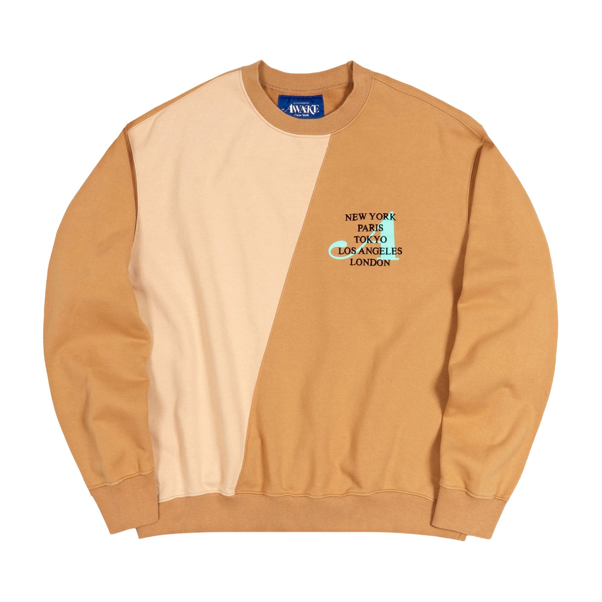 【AWAKE NY】 TWO-TONE SPLIT CITY CREWNECK : SAND Buy Awake NY Two-Tone Split Crewneck 'Sand' - AWK SS21 CN001