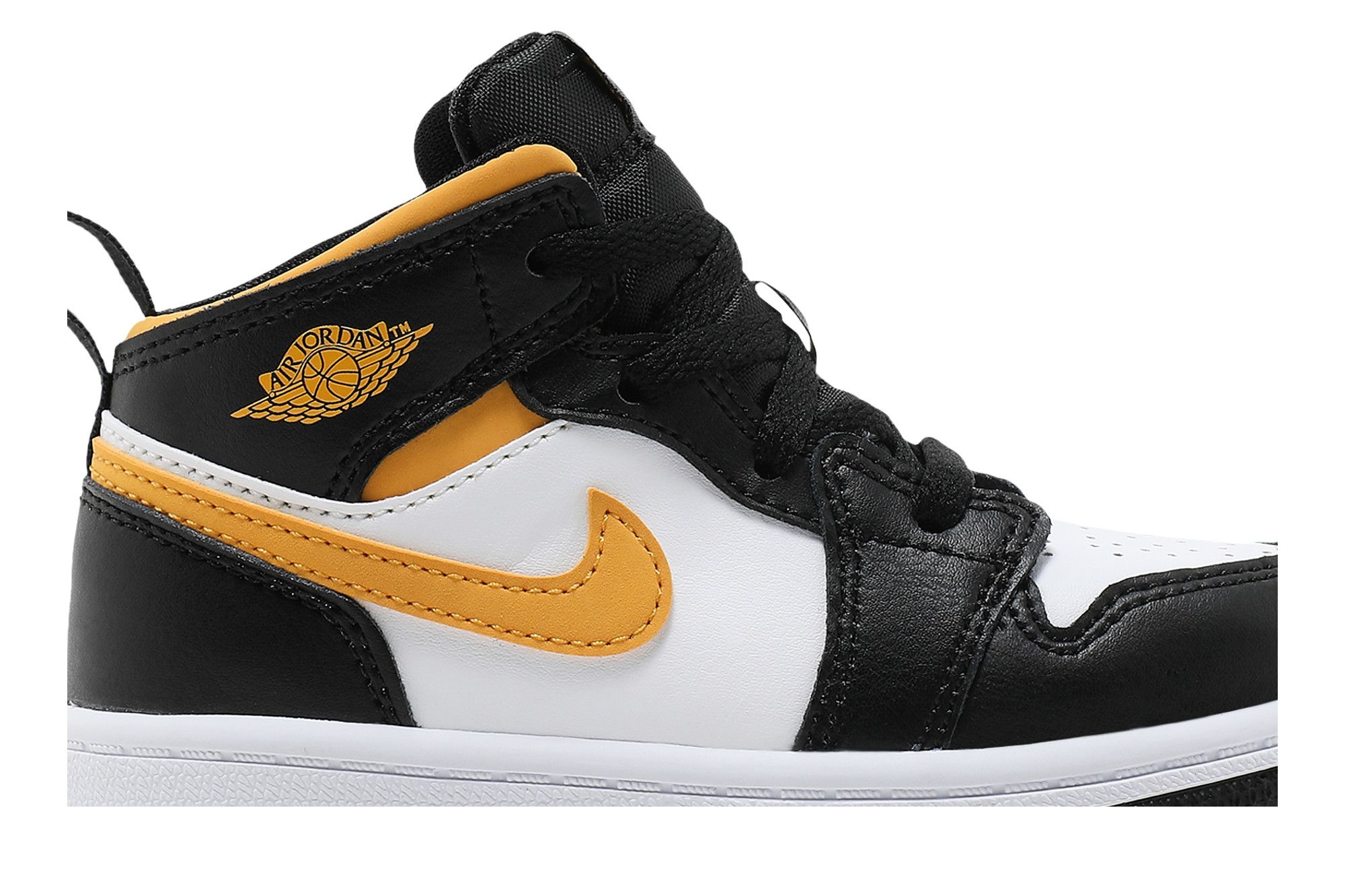 Jordan 1 mid black university gold best sale