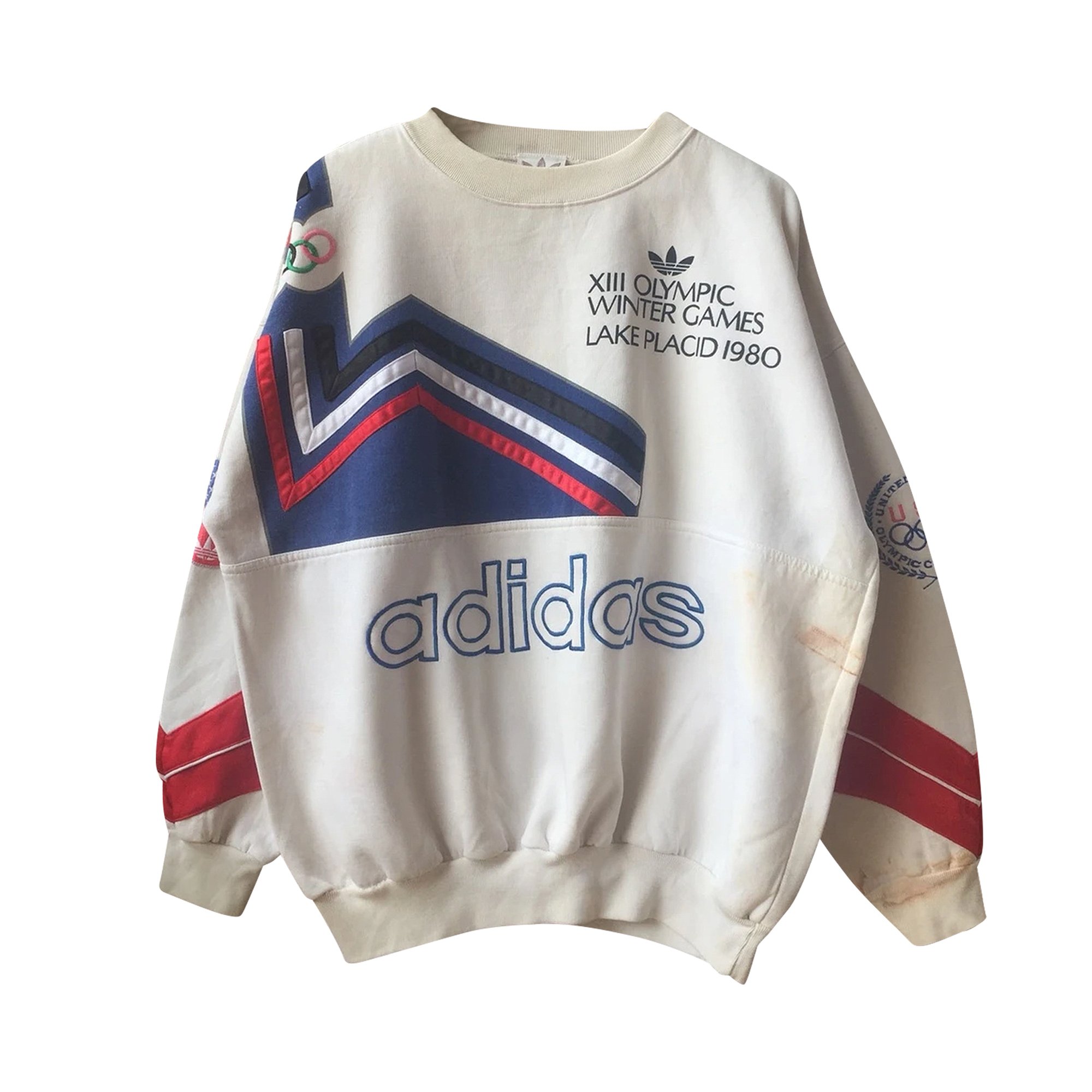 Adidas Vintage 1980s Olympic Trefoil Sweatshirt 'White' | GOAT