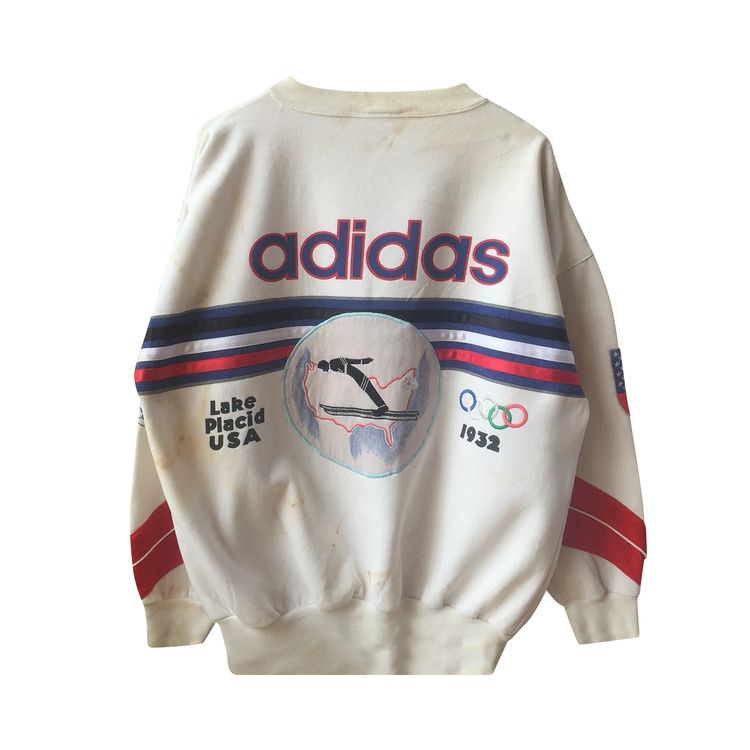 Vintage Adidas 1980s Olympic Trefoil Sweatshirt White