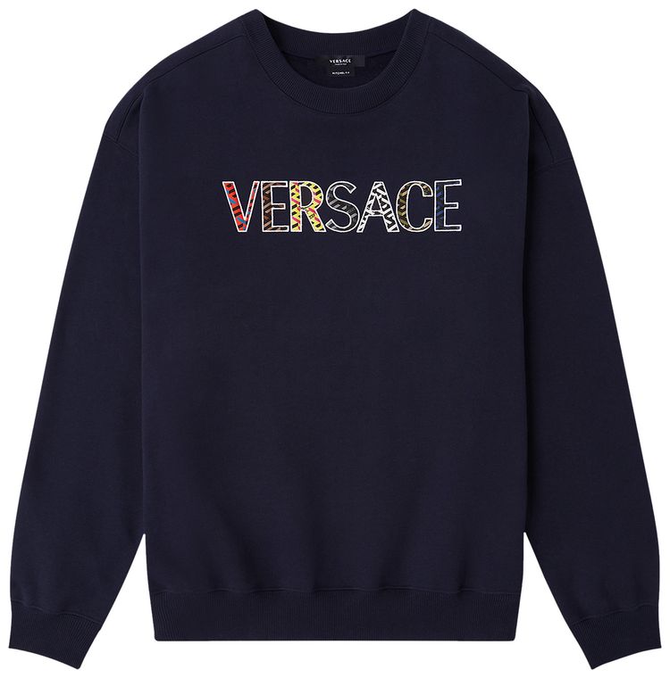 Versace Embroidered Monogram Sweatshirt Blue