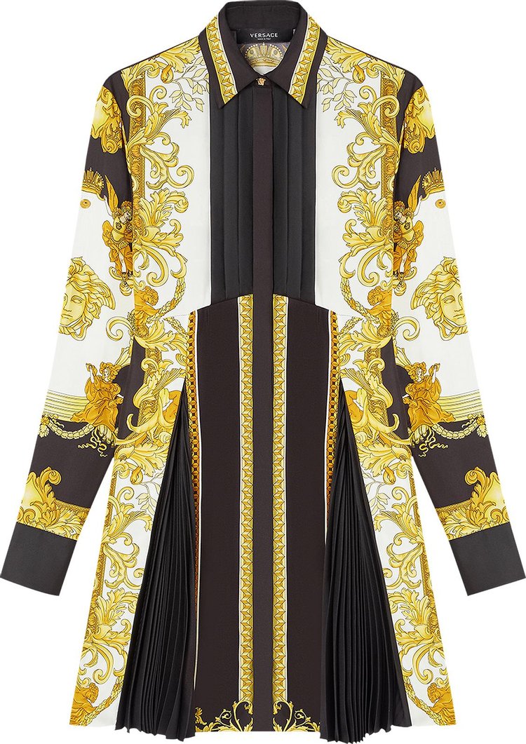 Versace Printed Button Down Dress 'Black/Gold/White'